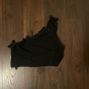 Lulu's Black Tassel-Trimmed Top